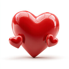 A glossy red heart with smaller hearts cradling its base a symbol of love
