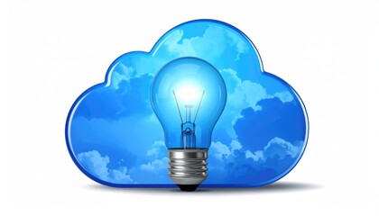 A digital concept of cloud computing, showcasing a light bulb within a cloud, symbolizing innovation and ideas