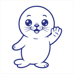 Naklejka premium Cute Seal with Big Eyes