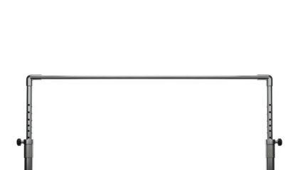 Silver metal bar with adjustable height stand on black background adjustable stand metallic