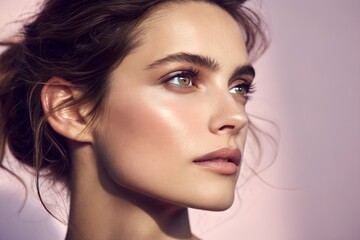 Beauty Close-Up Female Portrait with Soft Light and Natural Glow