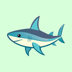 Obraz premium Illustration of a friendly cartoon shark with a simple and adorable design