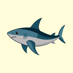 Fototapeta premium Illustration of a Cartoon Shark with a Sad or Worried Expression
