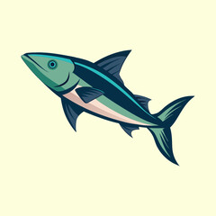 Fototapeta premium Stylized illustration of a blue and green fish swimming upwards elegantly