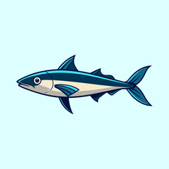 Fototapeta premium Cartoon bluefish swimming in clear water with a clean minimalist style