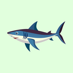 Fototapeta premium Cartoon illustration of a great blue shark swimming in the ocean waters