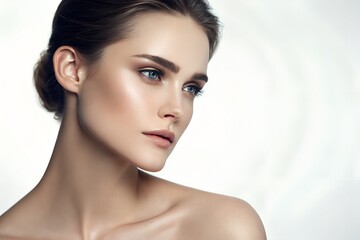 Minimal Studio Female Portrait with Soft Highlights and Natural Beauty