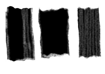 A set of abstract black grunge vintage texture with distressed aesthetics, designed for transparent PNG compositions.