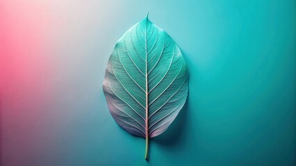 Single Teal Leaf on Gradient Background A Study in Color and Texture