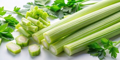 A Vibrant Display of Fresh Celery Stalks and Parsley, Ready for Culinary Delights