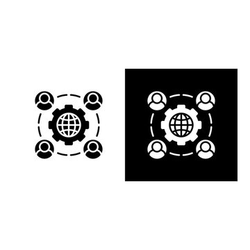Outsourcing icon black and white filled.