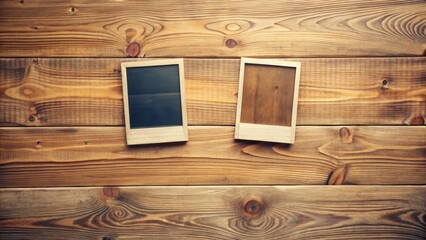 Two blank vintage frames rest on a rustic wooden surface, offering a nostalgic and inviting aesthetic for design projects or memory displays.