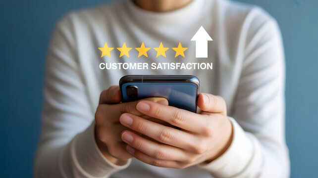 Customer satisfaction rating increases on mobile device screen
