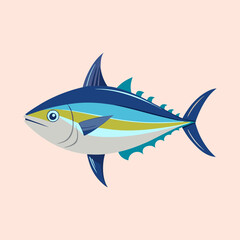 Obraz premium Illustration of a beautifully designed tuna fish with varied colorful stripes