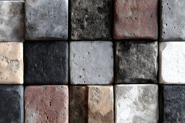 background with gray grey beige cement natural stone concrete tiles wall floor terrace , texture, square rectangle mosaic tile, seamless pattern