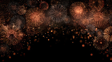 HAPPY NEW YEAR 2026 - Festive silvester New Year's Eve Party background greeting card - Frame made of abstract fireworks in the dark black night