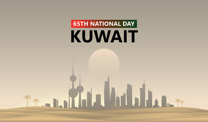 25th February celebrating 65th kuwait national day. Creative vector illustration design.
