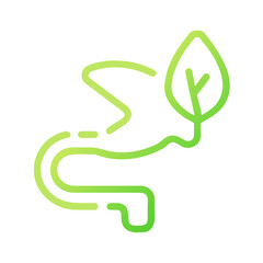 Neon Line Eco Leaf Path Icon