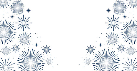  Elegant blue fireworks burst and sparkling stars on clean white background, festive celebration illustration for New Year, holiday party, greeting card, luxury event design, minimalist style vector. © bibin