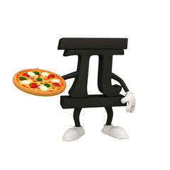 Pi Day Pizza Fun Mathematical Symbol Character with Food