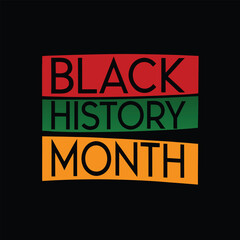 Black History Month colorful text on black background bold