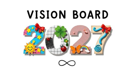 Obraz premium Creative 2027 Vision Board Design with Colorful Embellishments