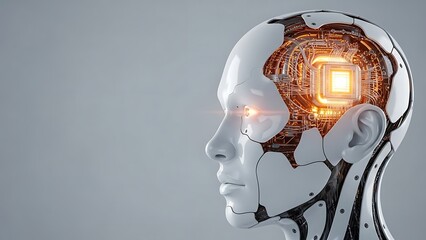 Android AI Head Technology Digital Brain Machine Learning Artificial Intelligence