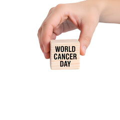World Cancer Day Wood Block Global Cancer Awareness Health Support