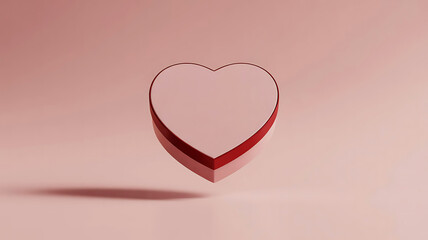 Floating Heart Shape Abstract Love Symbol On Soft Pastel Background 3D Render