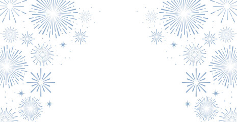  Elegant blue fireworks burst and sparkling stars on clean white background, festive celebration illustration for New Year, holiday party, greeting card, luxury event design, minimalist style vector. © bibin