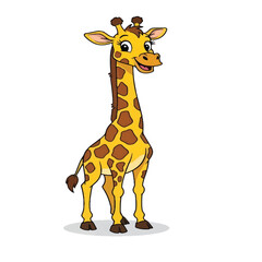 Fototapeta premium Cute cartoon giraffe illustration wild animal isolated on white background