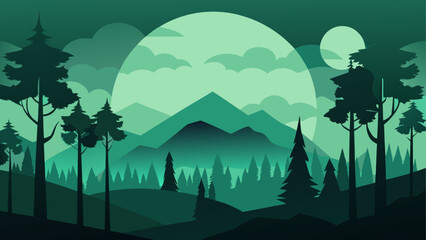 Serene nighttime forest landscape © Kalo