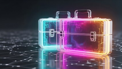 AI Data Briefcase Digital Solutions Network Futuristic Technology Concept