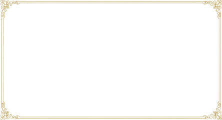 Ornate vintage gold frame borders with floral swirls,Elements of ornate vintage frames. Border gold on white classic swirls, floral motifs. Design print for greeting cards, wedding invitations, restau © MH