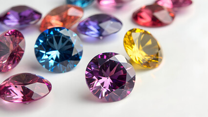 Luxury Colorful Diamonds on white Background