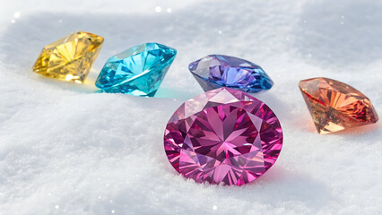 Luxury Colorful Diamonds on white Background
