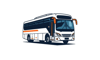 Modern coach bus side view illustration in flat vector style isolated on white background for transport branding, travel design, and digital graphics