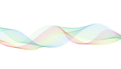 Futuristic Linear Wave Illustration, Modern Multi-Color Flow Graphic,