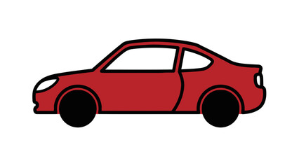 Fototapeta premium Simple Red Coupe Automobile Vehicle Vector Icon