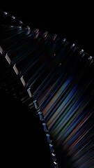 Abstract dark background, futuristic glass shape, vertical orientation, 3d render