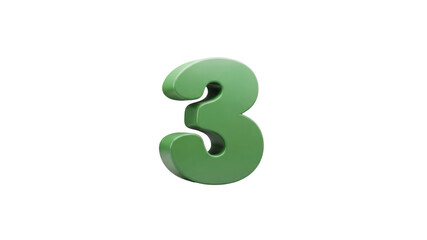 Obraz premium 3D Green Number Three Isolated