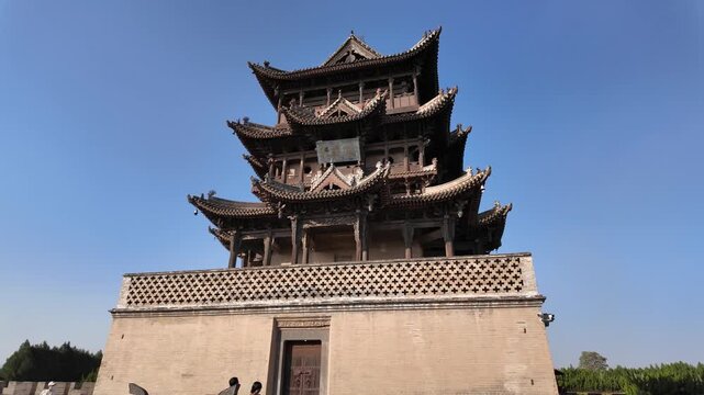 Ancient Chinese Pagoda in Yuncheng, Shanxi - Traditional Architecture