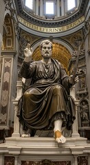 Obraz premium Majestic Statue of Saint Peter in Saint Peters Basilica.