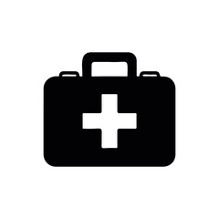 Obraz premium First aid kit silhouette vector flat illustration design.