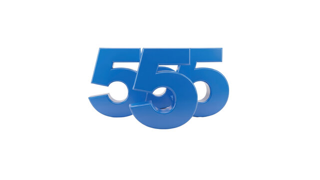 Blue 555 Number on Transparent Background
