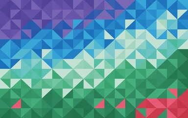 Obraz premium This vibrant hexagonal mosaic features a gradient from green to purple across a symmetrical grid—ideal for design, color theory visuals, math-inspired art, and abstract geometric compositions.