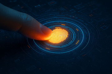 Biometric authentication with glowing fingerprint scan