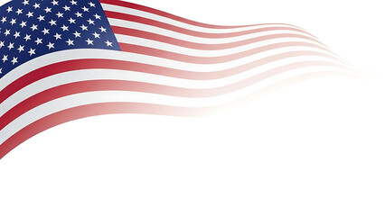 waving american flag with flowing red and white stripes and blue field of stars creating a patriotic background for national holidays.