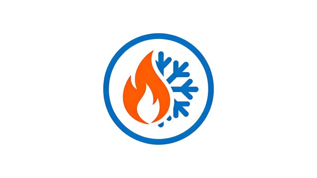 Air Conditioning And Heating Symbol With Flame And Snow