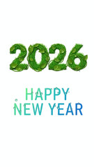 Fototapeta premium 2026 Happy new year elegant text design with glitter effect on white background